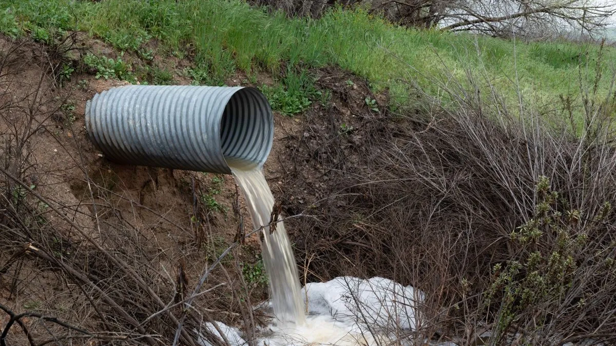 Regard de canalisation extérieure ouvert dans un jardin, tuyau d'évacuation bouché avant travaux