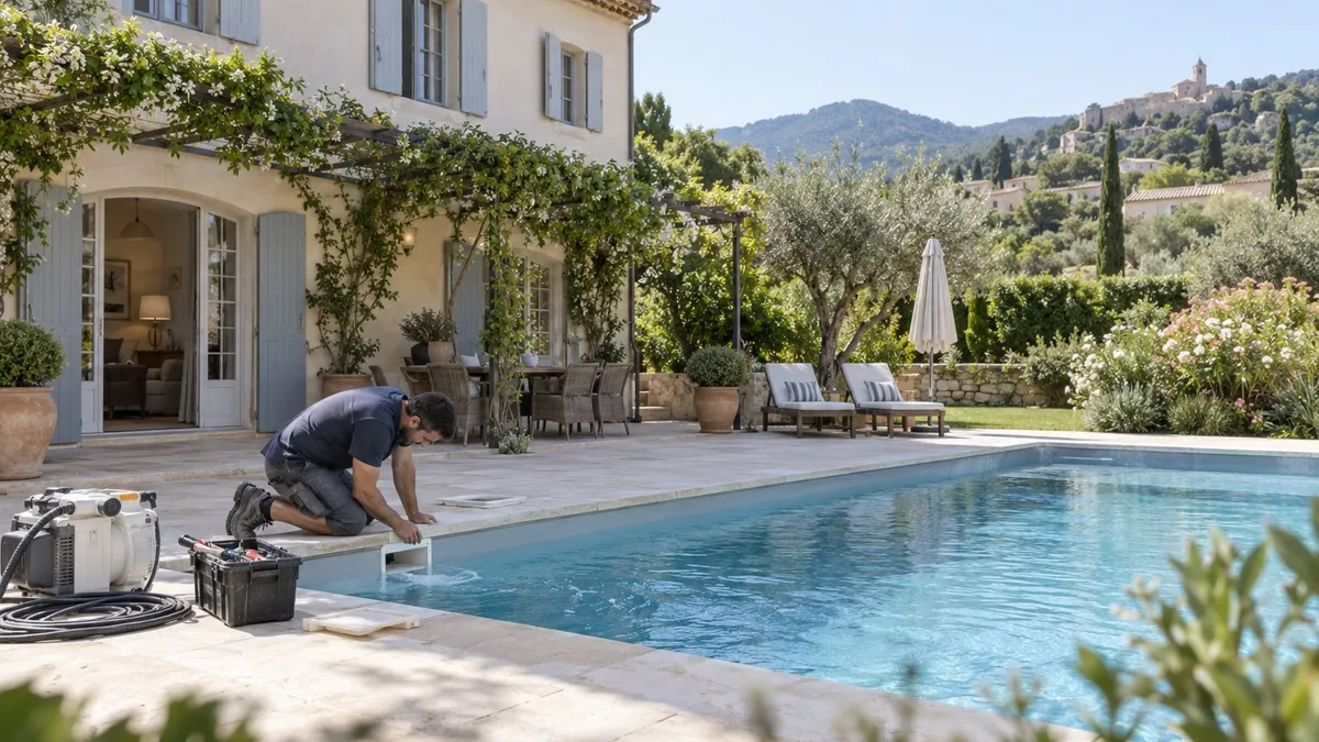 Réparation d'une piscine en fibre de verre avec résine et tissu de verre sur une coque abîmée